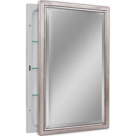 HEAD WEST Head West 6299 16 x 26 in. Classic Brush Nickle & Chrome Recessed Medicine Cabinet Mirror 6299